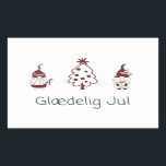Sticker Rectangulaire Glædelig jul, Danish Happy Christmas<br><div class="desc">Glædelig jul,  Danish Happy Christmas Sticker with fun festive design and Danish language Christmas greeting.</div>