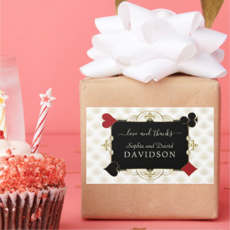 Sticker Rectangulaire Glamorous Gold Casino Vegas Wedding