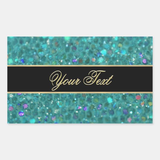 Sticker Rectangulaire Glitter Turquoise (Devant)