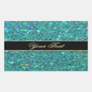 Sticker Rectangulaire Glitter Turquoise