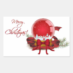 Sticker Rectangulaire Globe de neige de Noël