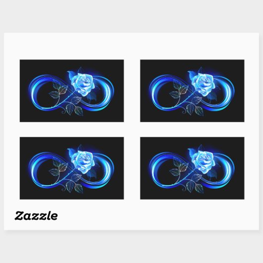 Sticker Rectangulaire Glowing infinity with blue rose (Feuille)