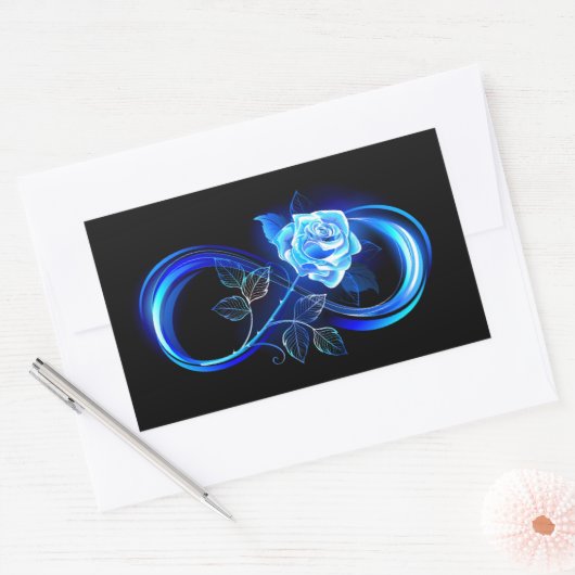 Sticker Rectangulaire Glowing infinity with blue rose (Enveloppe)
