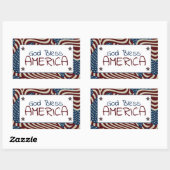 Sticker Rectangulaire God Bless America Red White Blue Flags (Feuille)