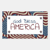 Sticker Rectangulaire God Bless America Red White Blue Flags (Devant)