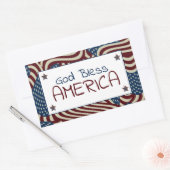 Sticker Rectangulaire God Bless America Red White Blue Flags (Enveloppe)