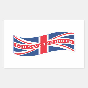 Sticker Rectangulaire God Save the Queen avec Union Jack