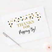 Sticker Rectangulaire Gold Black Confetti Merci pour Popping By (Enveloppe)