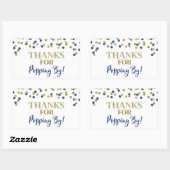 Sticker Rectangulaire Gold Blue Confetti Merci pour Popping By (Feuille)