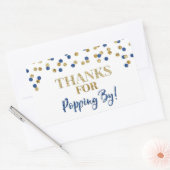 Sticker Rectangulaire Gold Blue Confetti Merci pour Popping By (Enveloppe)