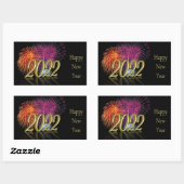 Sticker Rectangulaire Gold Bonne année 2022 Fireworks (Feuille)