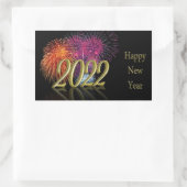 Sticker Rectangulaire Gold Bonne année 2022 Fireworks (Sac)