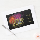 Sticker Rectangulaire Gold Bonne année 2022 Fireworks (Enveloppe)