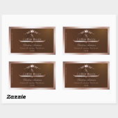 Sticker Rectangulaire Gold Brown Product Label Rosegold Frame Monogram (Feuille)