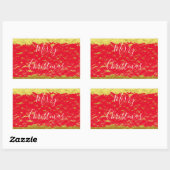 Sticker Rectangulaire Gold Foil Red Glittery Éclats Joyeux Noël (Feuille)