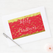 Sticker Rectangulaire Gold Foil Red Glittery Éclats Joyeux Noël (Enveloppe)