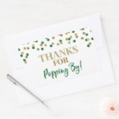 Sticker Rectangulaire Gold Green Confetti Merci pour Popping By (Enveloppe)