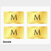 Sticker Rectangulaire Gold Look Moderne Élégant Modèle Monogramme (Feuille)