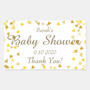 Sticker Rectangulaire Gold Love Hearts Baby shower / Sprinkle / Couples