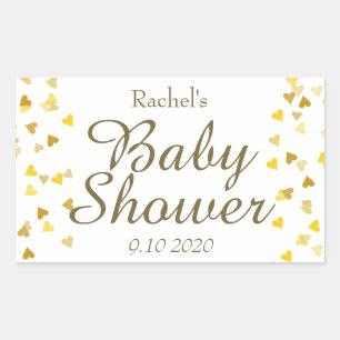 Sticker Rectangulaire Gold Love Hearts Baby shower / Sprinkle / Couples