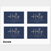 Sticker Rectangulaire Gold marine bleu moderne script minimal élégant (Feuille)