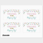 Sticker Rectangulaire Gold Pink Blue Confetti Merci pour Popping By (Feuille)