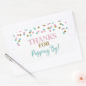 Sticker Rectangulaire Gold Pink Blue Confetti Merci pour Popping By (Enveloppe)