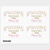 Sticker Rectangulaire Gold Pink Confetti Merci pour Popping By (Feuille)
