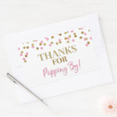 Sticker Rectangulaire Gold Pink Confetti Merci pour Popping By (Enveloppe)