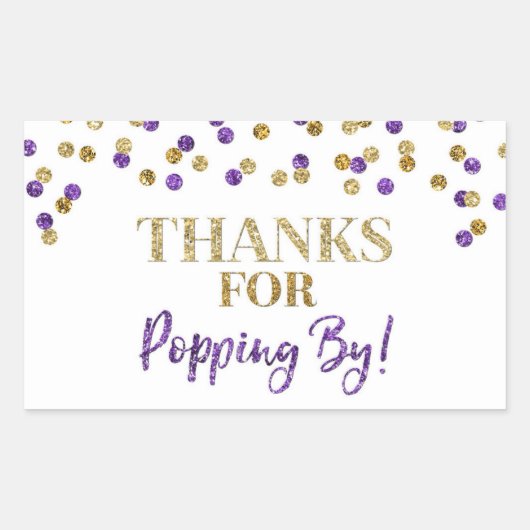 Sticker Rectangulaire Gold Purple Confetti Merci pour Popup By (Devant)