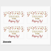 Sticker Rectangulaire Gold Red Confetti Merci pour Popping By (Feuille)