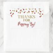 Sticker Rectangulaire Gold Red Confetti Merci pour Popping By (Sac)