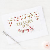 Sticker Rectangulaire Gold Red Confetti Merci pour Popping By (Enveloppe)