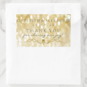 Sticker Rectangulaire Gold Sparkle Mariage de Merci personnalisé (Sac)