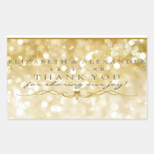 Sticker Rectangulaire Gold Sparkle Mariage de Merci personnalisé