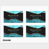 Sticker Rectangulaire Gold Turquoise Porte Noir, Nom, Occupation Télépho (Feuille)