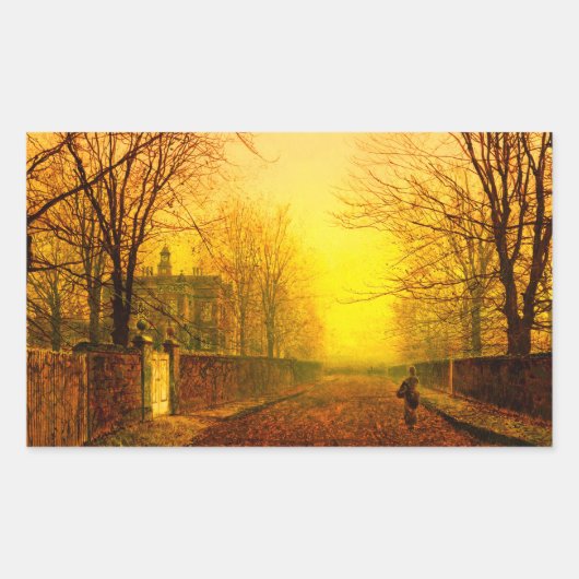 Sticker Rectangulaire Golden Autumn John Atkinson Grimshaw (Devant)
