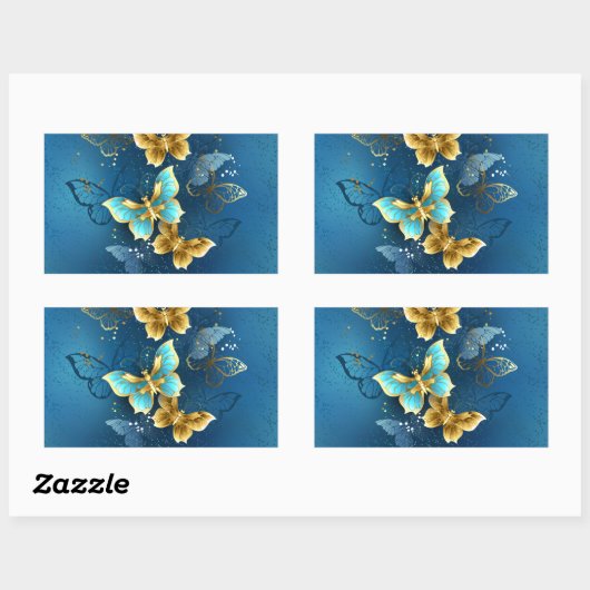 Sticker Rectangulaire Golden butterflies (Feuille)