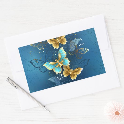 Sticker Rectangulaire Golden butterflies (Enveloppe)