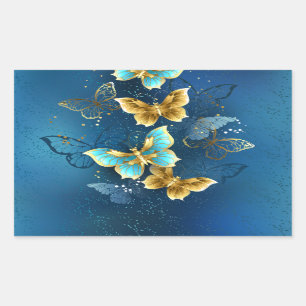 Sticker Rectangulaire Golden butterflies