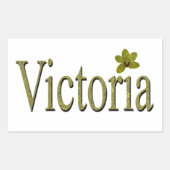 Sticker Rectangulaire Golden Flecks Victoria Nom Design, (Devant)