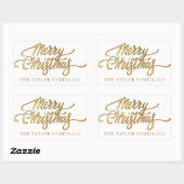 Sticker Rectangulaire Golden Joyeux Noël cadeau de Noël noir (Feuille)