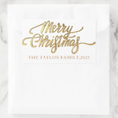 Sticker Rectangulaire Golden Joyeux Noël cadeau de Noël noir (Sac)