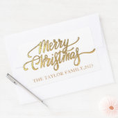 Sticker Rectangulaire Golden Joyeux Noël cadeau de Noël noir (Enveloppe)