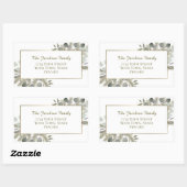 Sticker Rectangulaire Golden Pine & Eucalyptus Holiday Adresse de retour (Feuille)