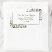 Sticker Rectangulaire Golden Pine & Eucalyptus Holiday Adresse de retour (Sac)