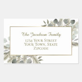 Sticker Rectangulaire Golden Pine & Eucalyptus Holiday Adresse de retour (Devant)
