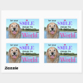 Sticker Rectangulaire Golden Retriever Changer le monde (Feuille)