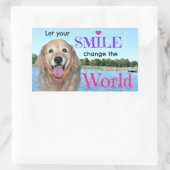 Sticker Rectangulaire Golden Retriever Changer le monde (Sac)