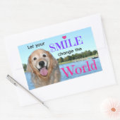 Sticker Rectangulaire Golden Retriever Changer le monde (Enveloppe)